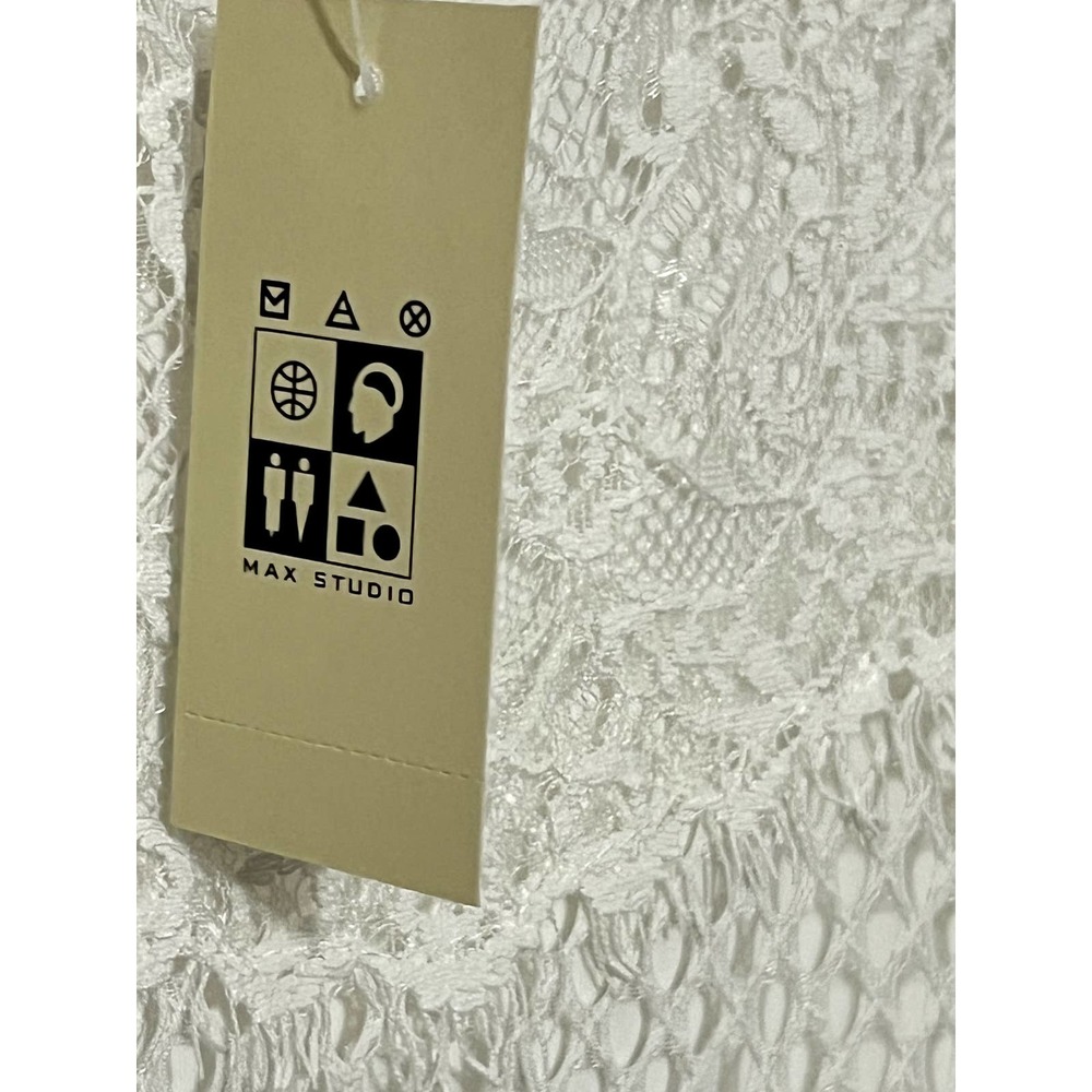 Max Studio White Lace Overlay Mid Length Dress Size Large NWT - Picture 8 of 9
